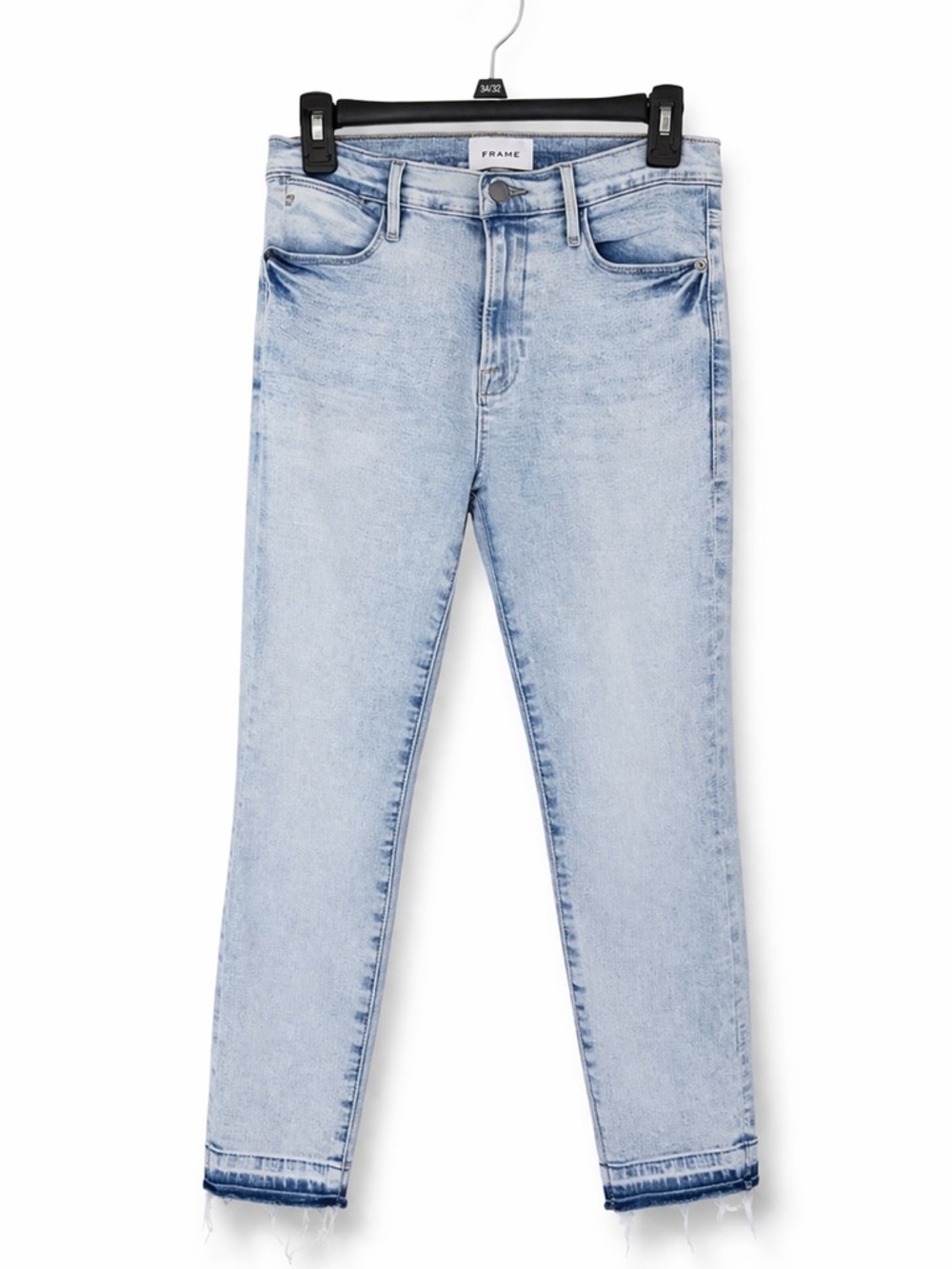 FRAME Le High Skinny Crop Jeans Light Wash Raw Hem Step Hem Size 28